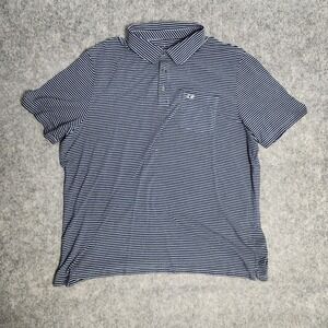 Vineyard Vines Edgartown Pique Polo Shirt Men XL Blue White Stripe Stretch Logo